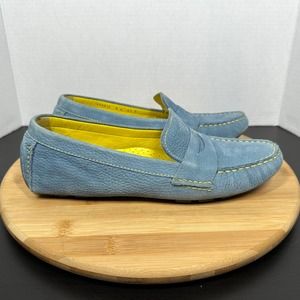 Cole Haan Newbuck Leather Penny Loafers Womens 8 B Blue Soft Suede Comfor Shoes